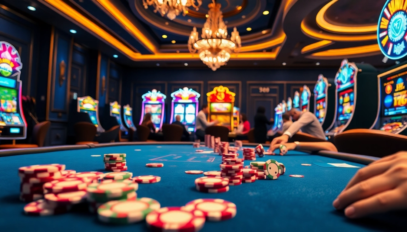 Experience the thrill of rtp pragmatic play in a vibrant casino scene with poker chips and slot machines.