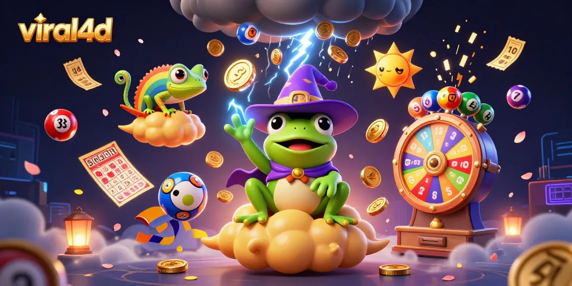 Win big with viral4d lottery balls and golden coins in a vibrant gambling scene.