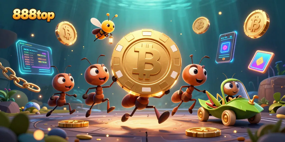 Experience thrilling adventures with 888top as cartoon ants transport a giant poker chip in an exciting casino heist!