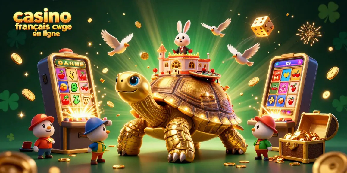 Jouez au casino français en ligne avec une tortue dorée et un croupier en direct au centre d'une explosion de pièces et de jeux.