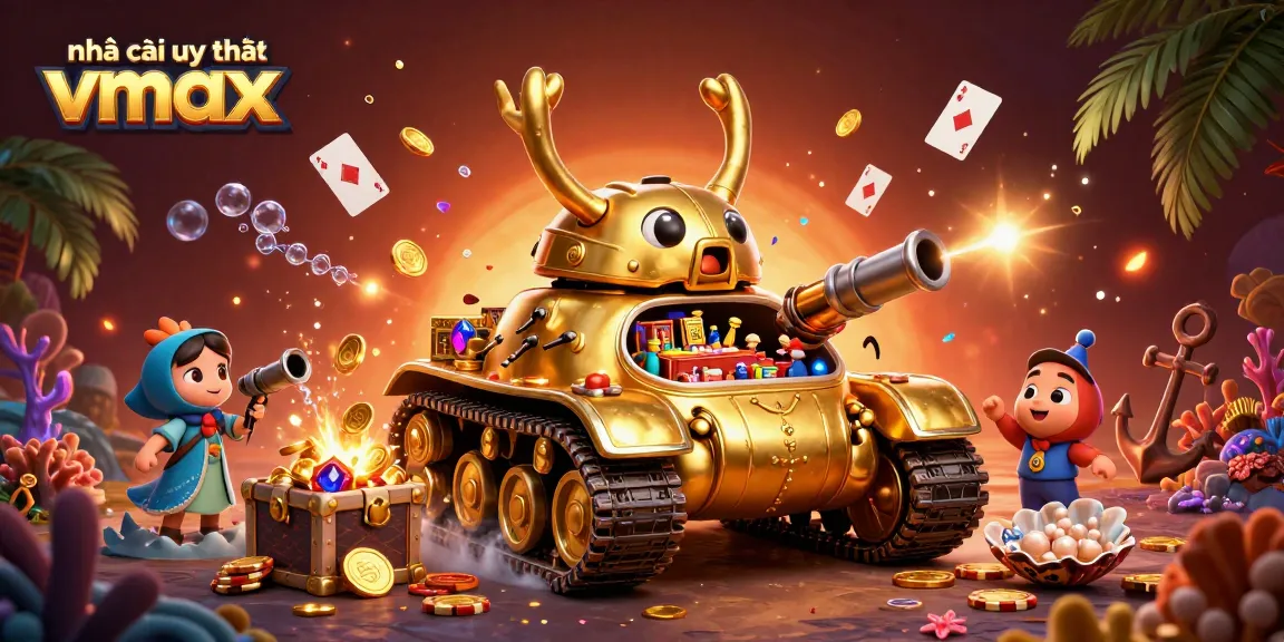 Experience the excitement of nhà cái uy tín Vmax in a vibrant casino scene with gold coins and confetti.