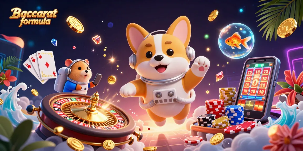 Experience the Baccarat formula with winning strategies showcased in a vibrant casino scene.