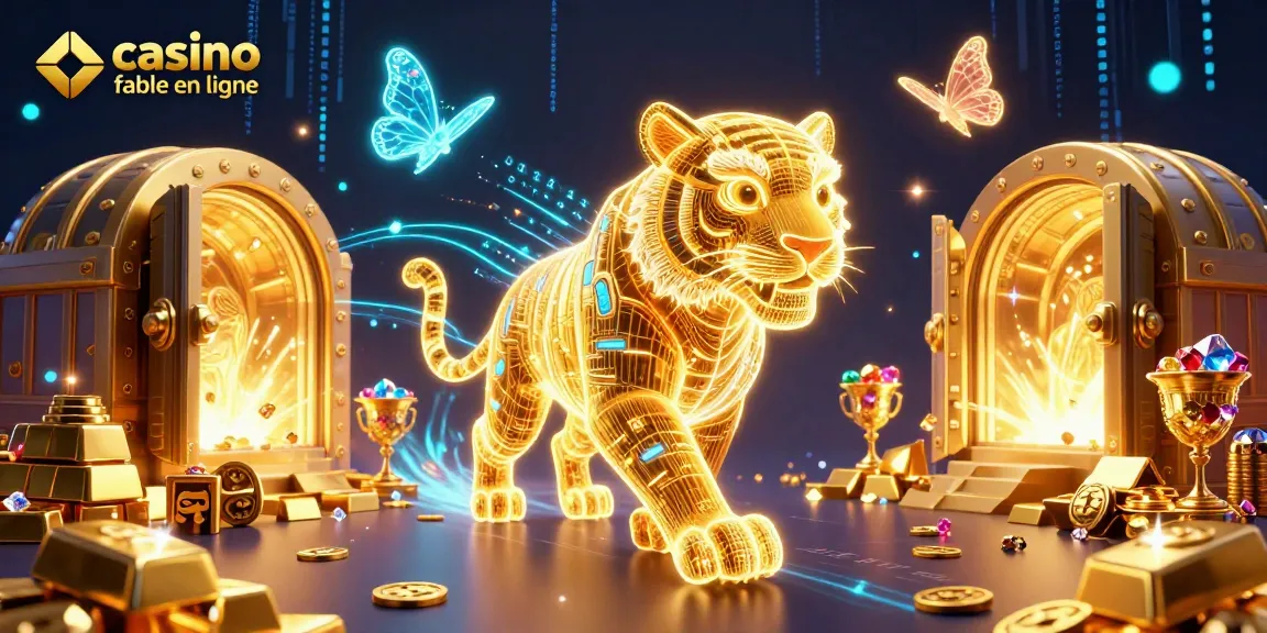 Art numérique représentant un casino fiable en ligne avec des éléments lumineux et énergétiques.